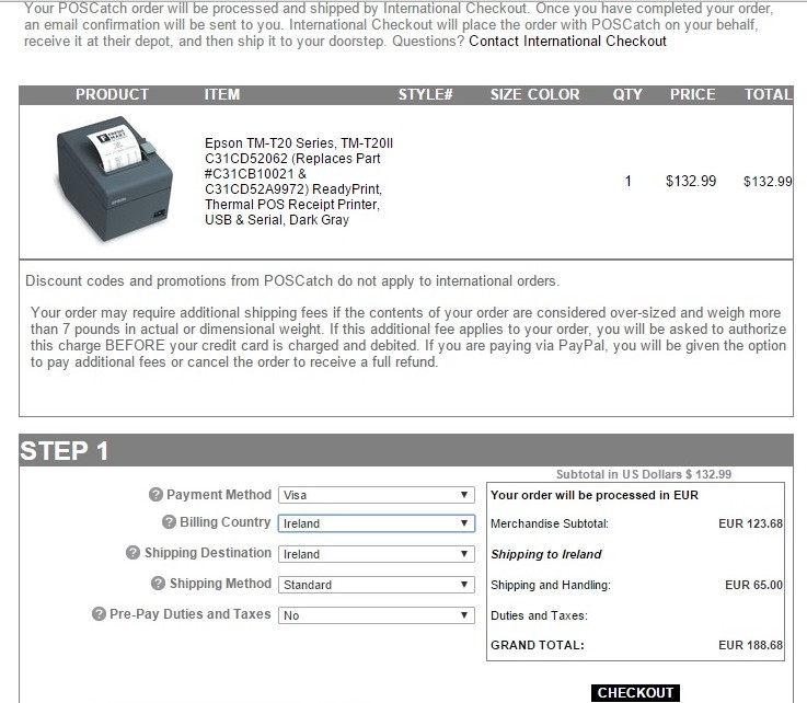 international checkout order example