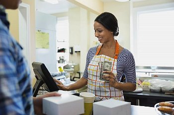 touchscreen pos system on counter 